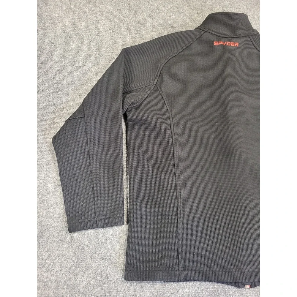 Spyder Men's XL Full Zip Long Sleeve Waffle Knit Athletic Sweater Black W/Red